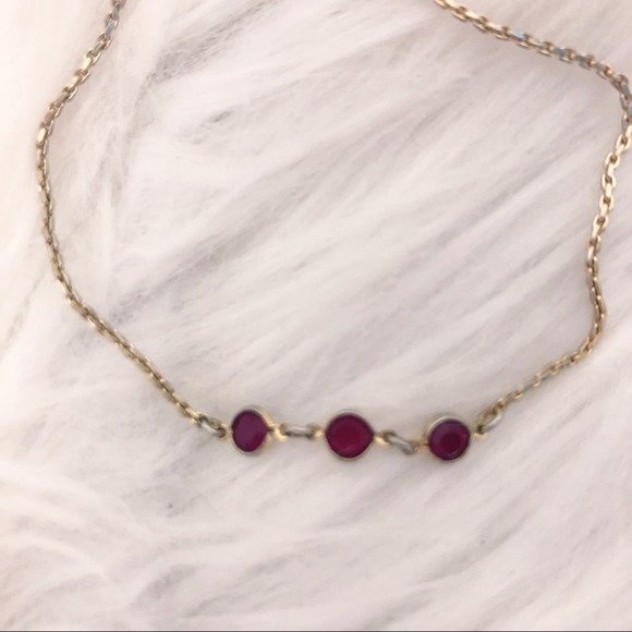 Avon Golden Chain Bracelet Ruby Red Jewels - Picture 1 of 3